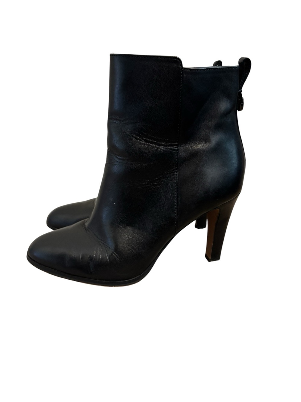 Coach Black Leather Ankle Boots Sz 8.5 Side Zipper